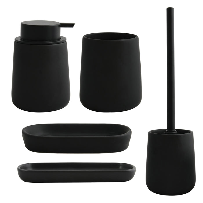 Juego accesorios de baño 5 pzs cerámica negro mate