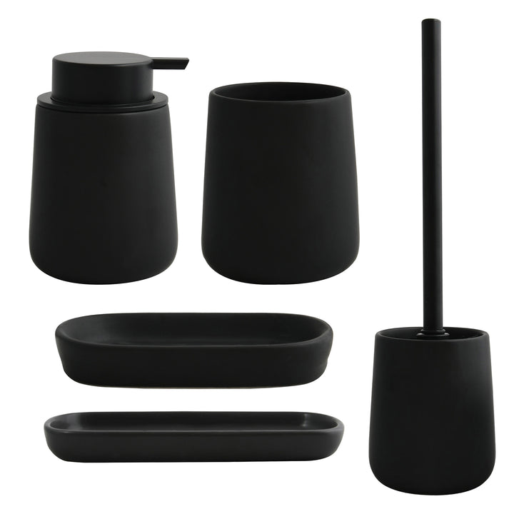 Juego accesorios de baño 5 pzs cerámica negro mate