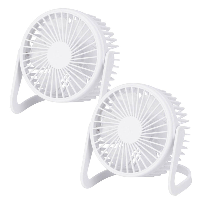 Ventiladores de mesa USB Ø14,5x11,5 cm blancos pack 2