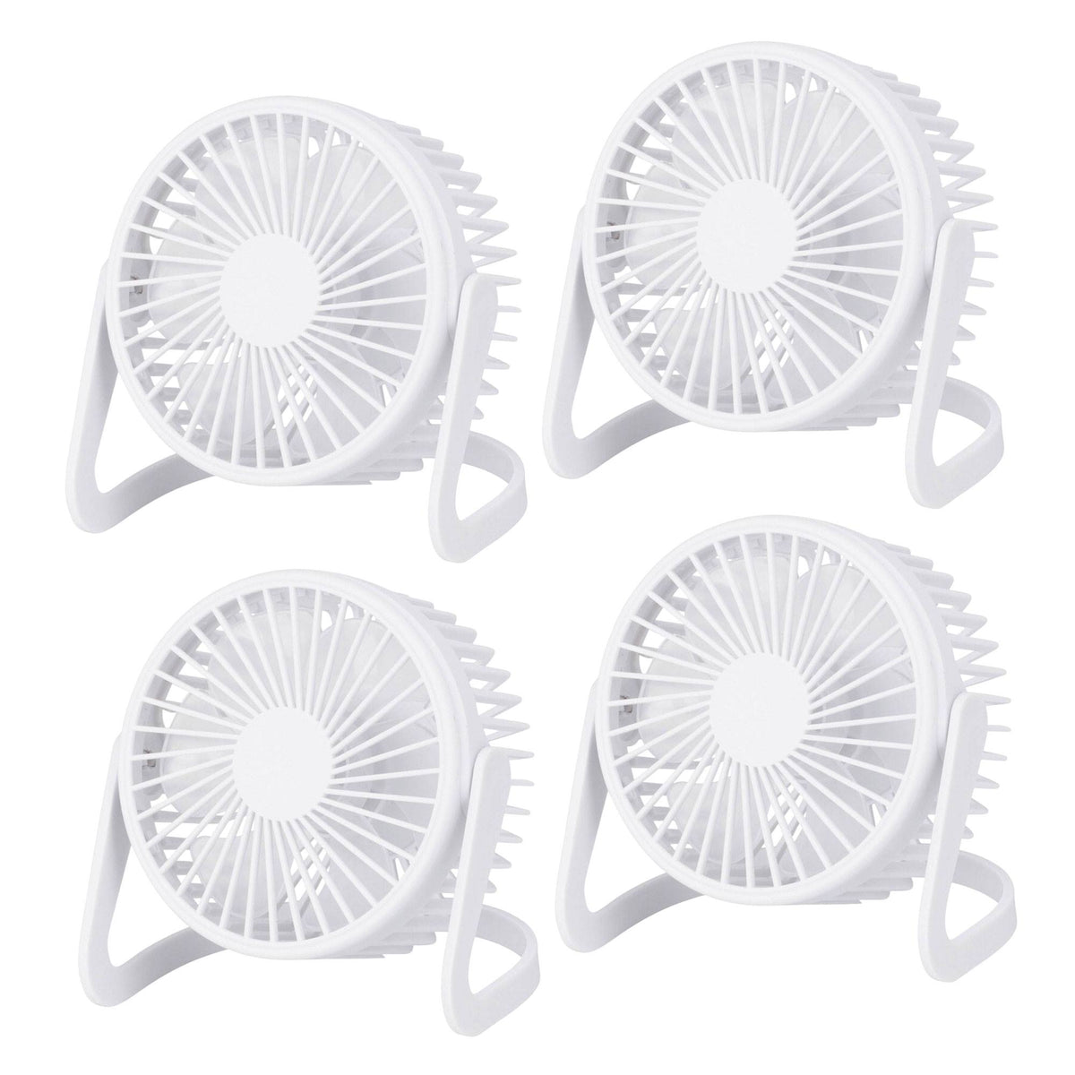Ventiladores de mesa USB Ø14,5x11,5 cm blancos pack 4