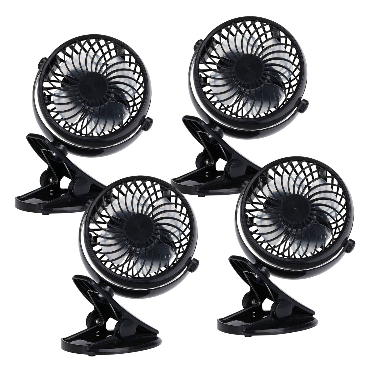 Ventiladores con clip 3 velocidades batería 1200 mAh negro pack 4