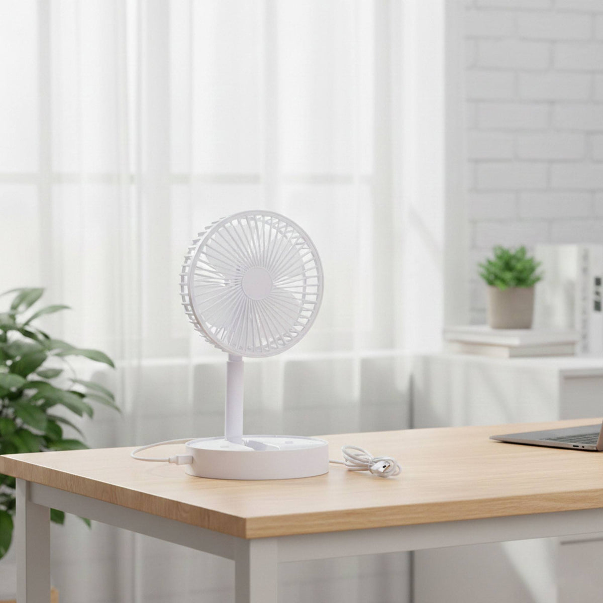 Ventiladores USB plegables Ø16,5 cm 3 velocidades blancos pack 2 (8)