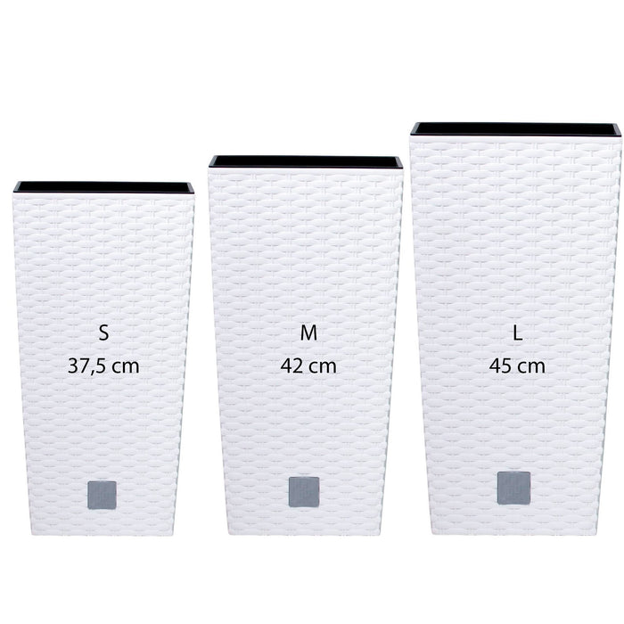 Pack 3 macetas altas Rato Square blanco 11,4/16,3/19L