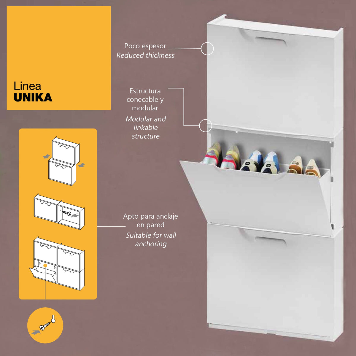 Pack 2 zapateros de polipropileno color blanco (3)