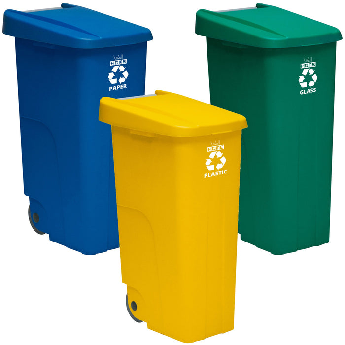Pack reciclaje 3 contenedores 110L azul, verde y amarillo