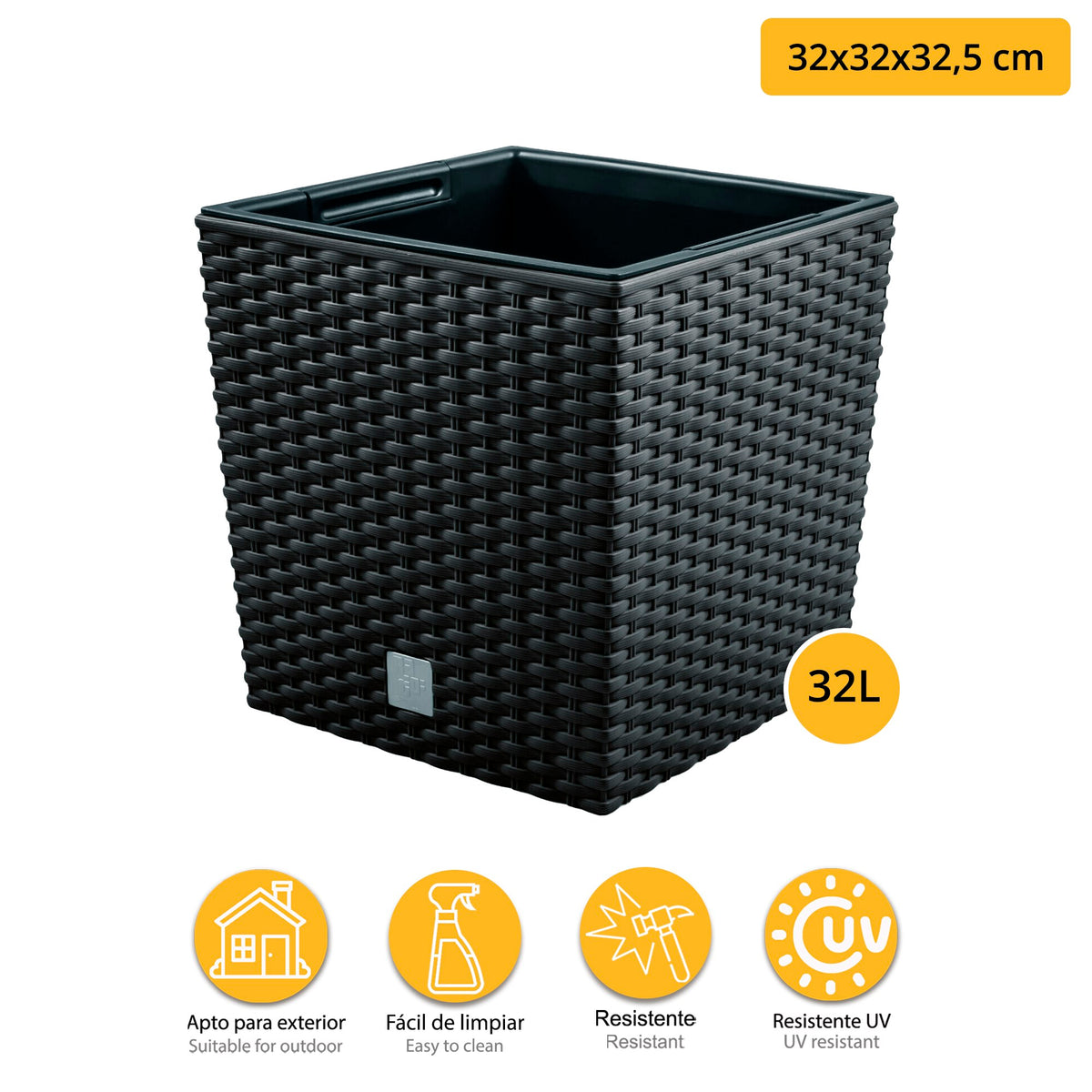 Set maceta Rato 32L con cubilete y bola de boj Ø36cm antracita (2)