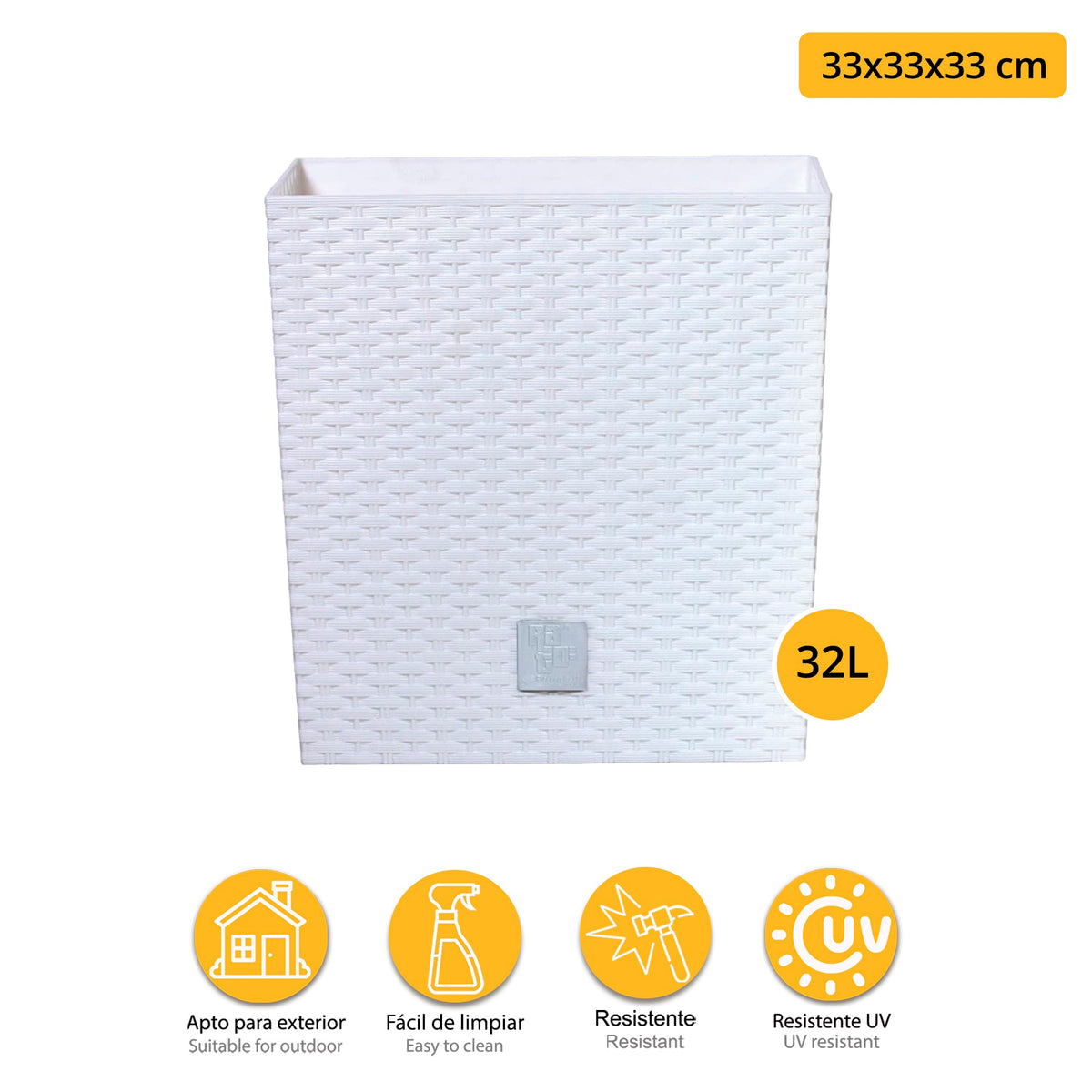 Set maceta Rato 32L con cubilete y bola de boj Ø36cm blanco (2)