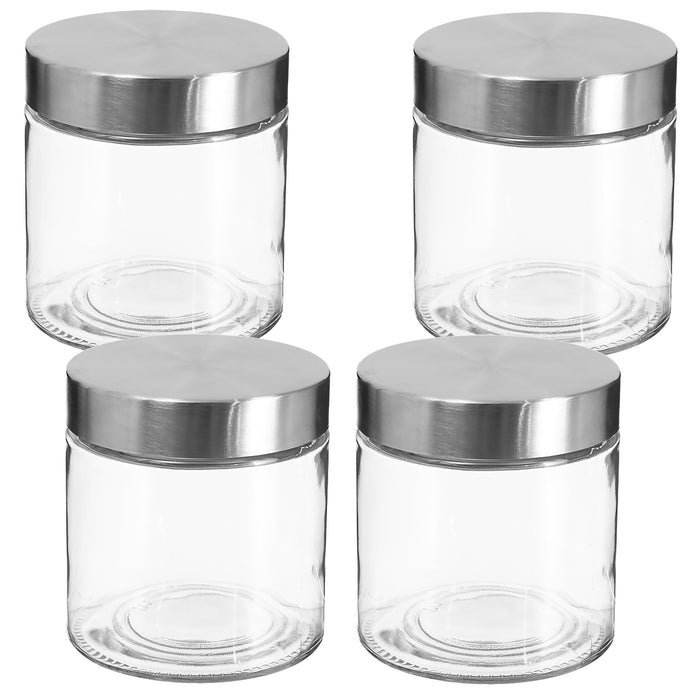 Set 4 tarros vidrio y acero inoxidable 750 ml