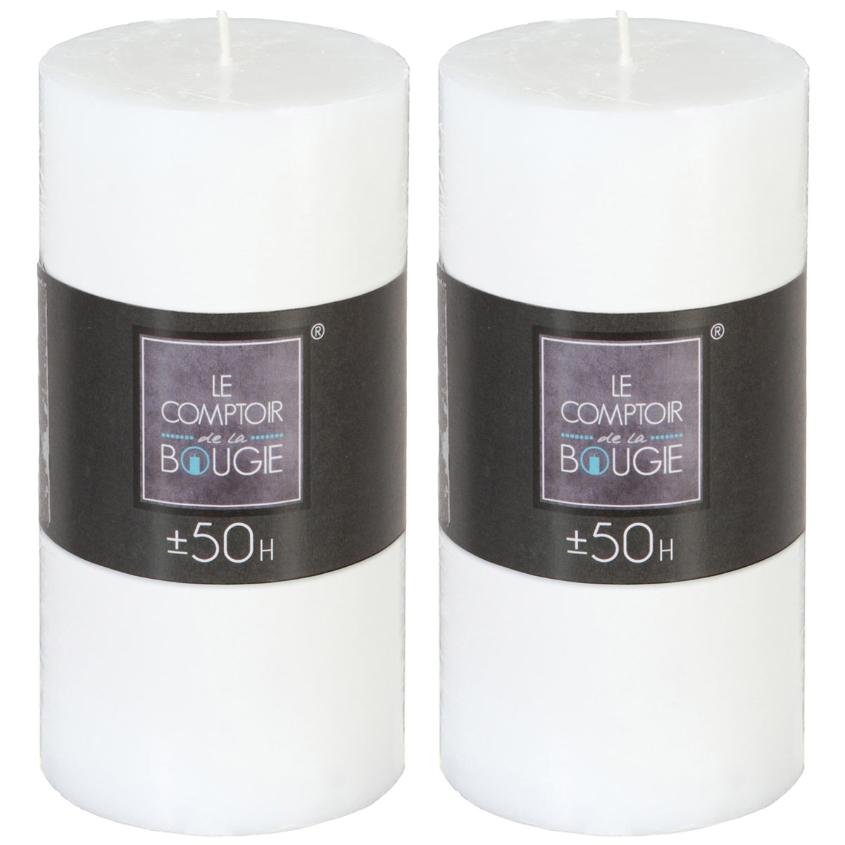Conjunto 2 velas cilíndricas blancas rústicas H14