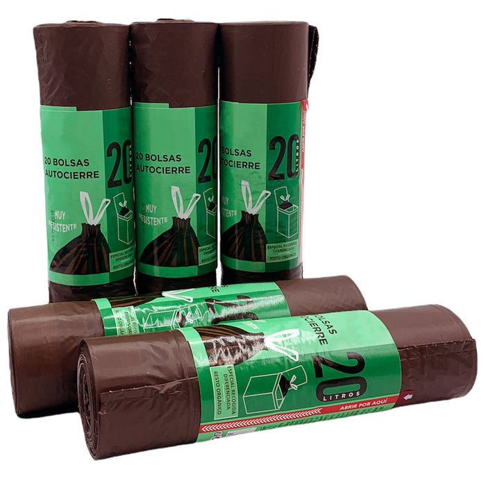 Bolsas de basura con autocierre 20 L 45x55 cm pack 100 uds