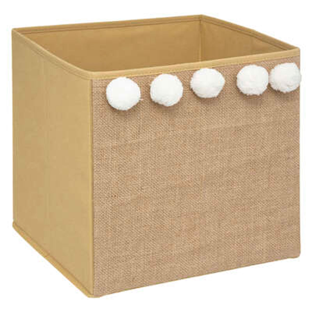 Set 3 cajas almacenaje infantil yute pompones 29x29cm (3)
