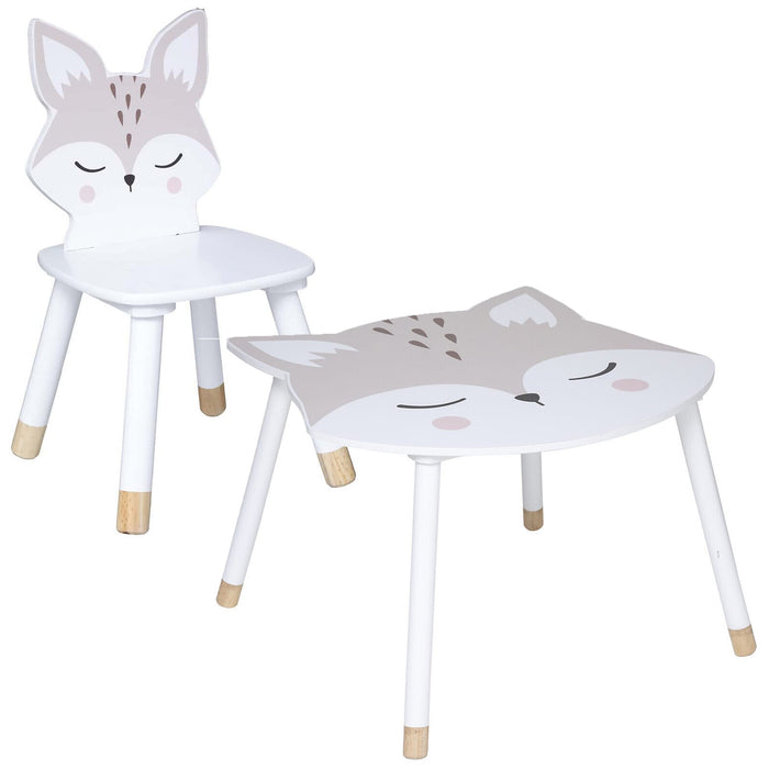 Set mesa + 2 sillas infantiles diseño zorro 62x64x43 cm