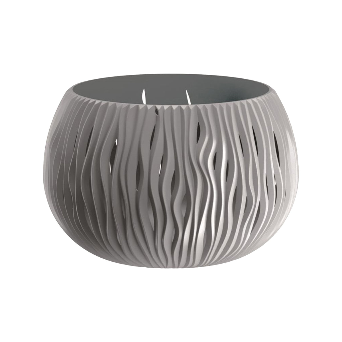 2 macetas plástico Bowl Sandy gris piedra Ø18x13,6cm (3)