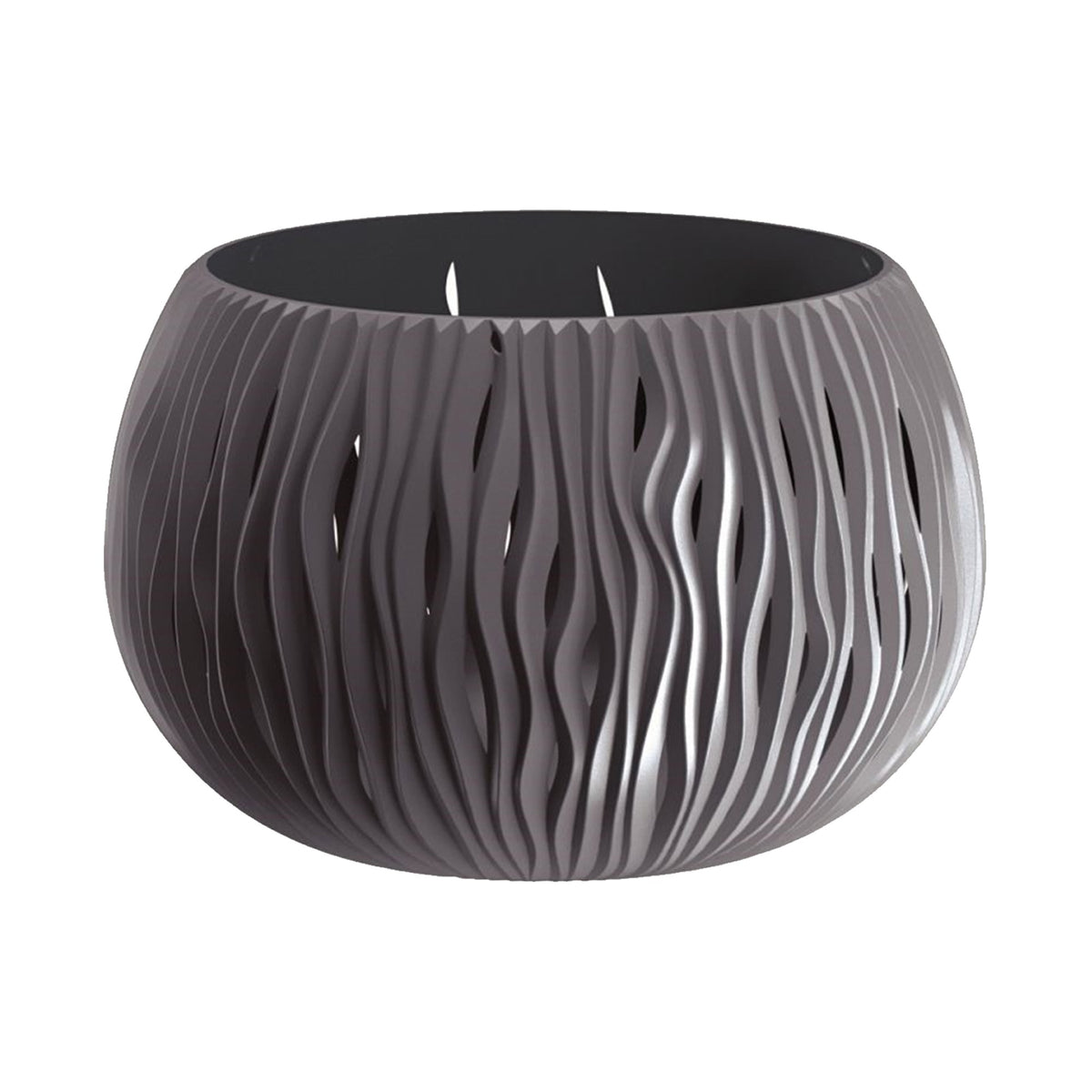 2 macetas plástico Bowl Sandy antracita Ø18x13,6cm (3)