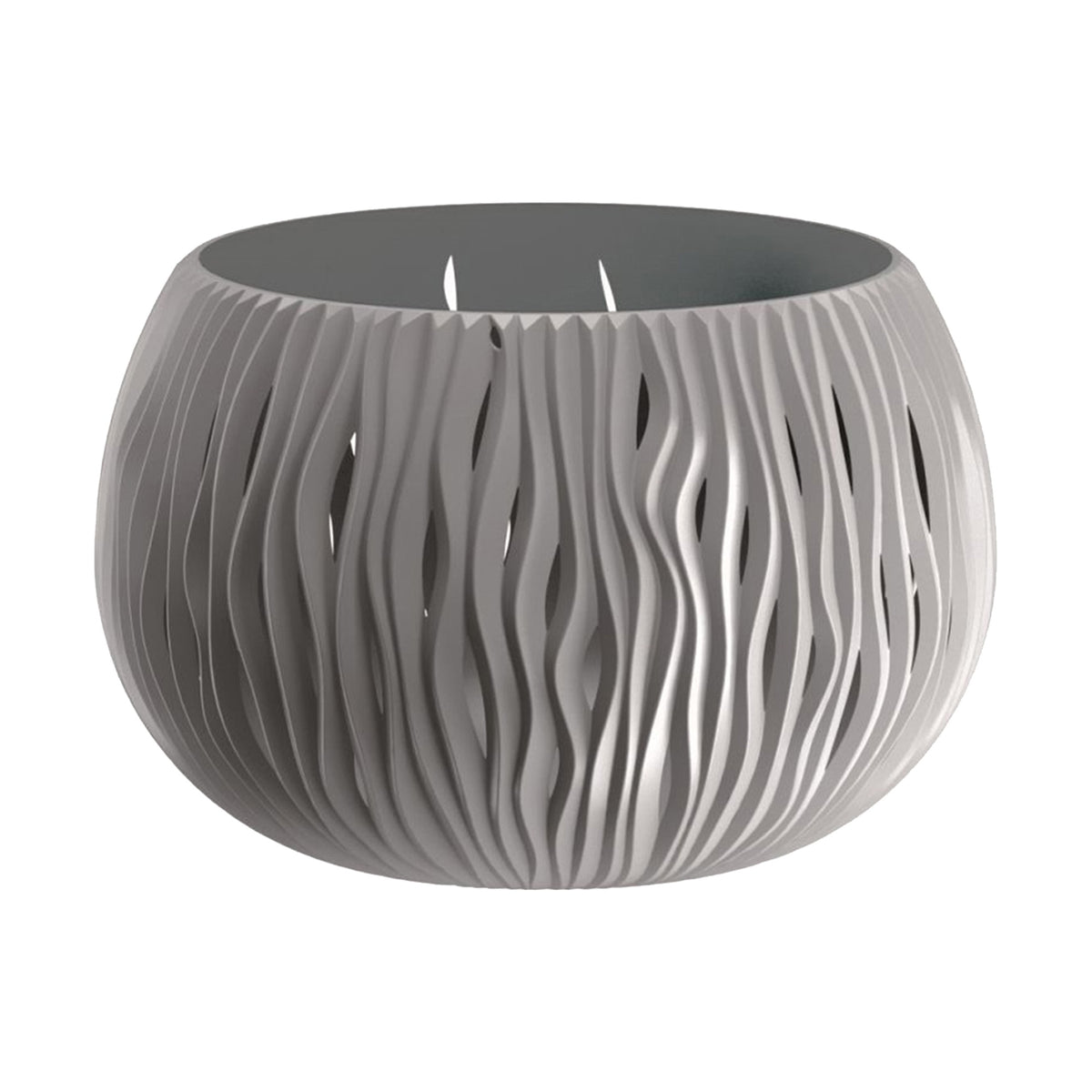 2 macetas plástico Bowl Sandy gris piedra Ø23,8x16cm (3)