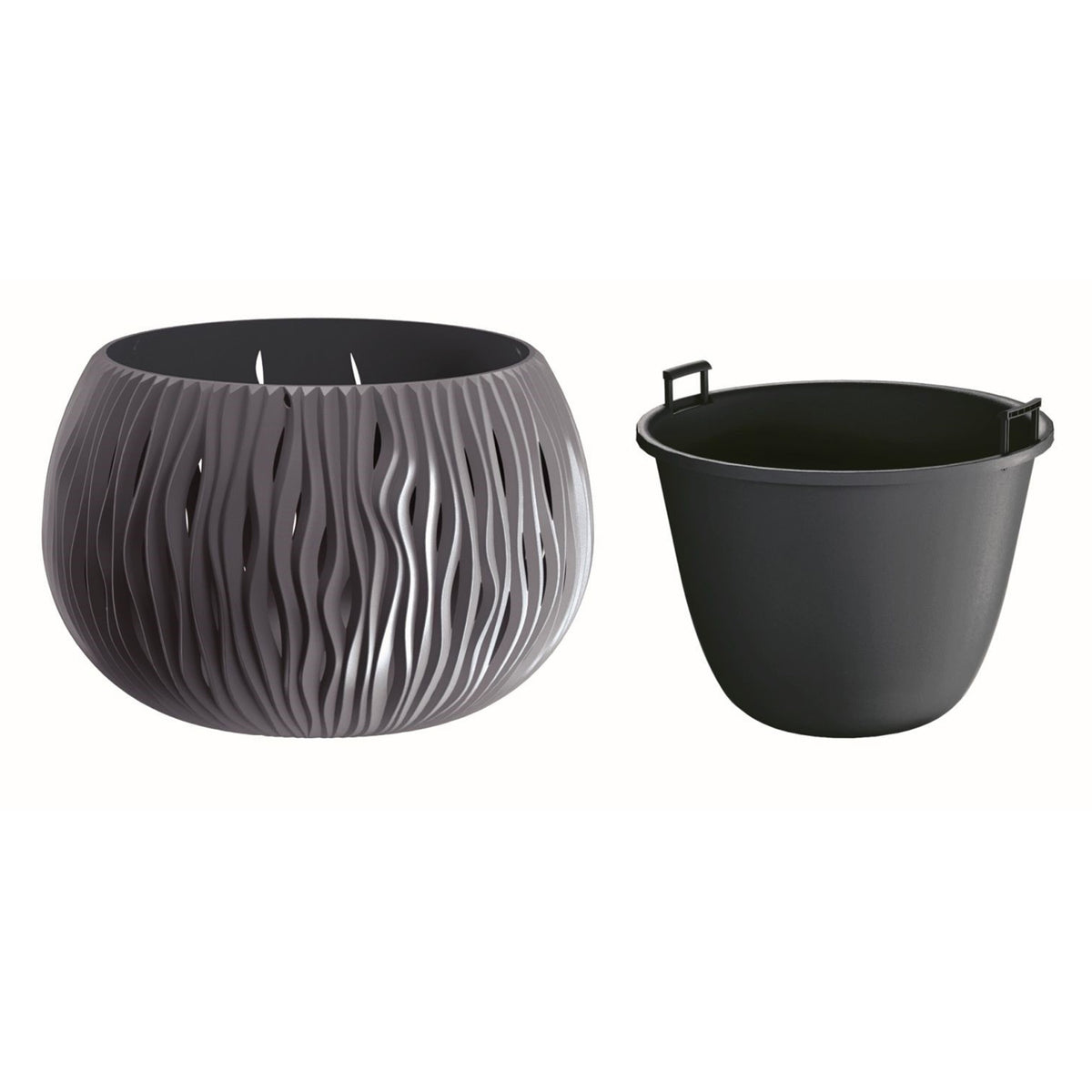 2 macetas plástico Bowl Sandy antracita Ø23,8x16,1cm (4)