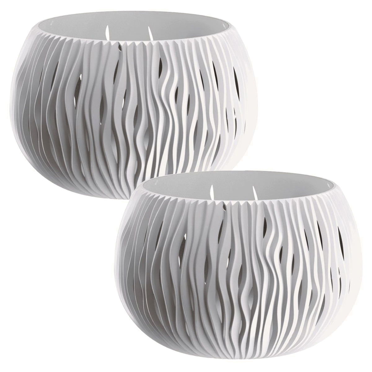 2 macetas plástico Bowl Sandy blanco Ø23,8x16,1cm