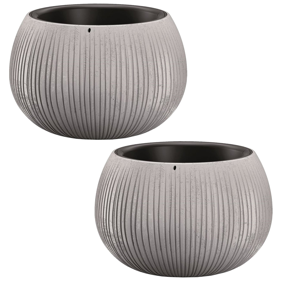 2 macetas plástico Beton Bowl cemento Ø14,4x11cm