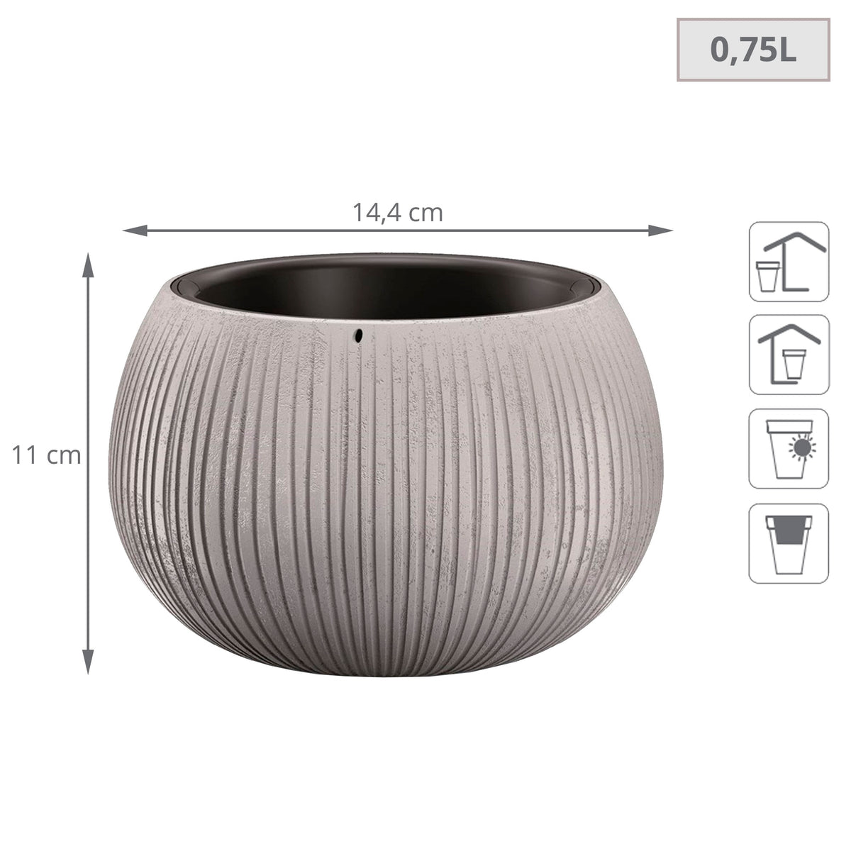 2 macetas plástico Beton Bowl cemento Ø14,4x11cm (2)