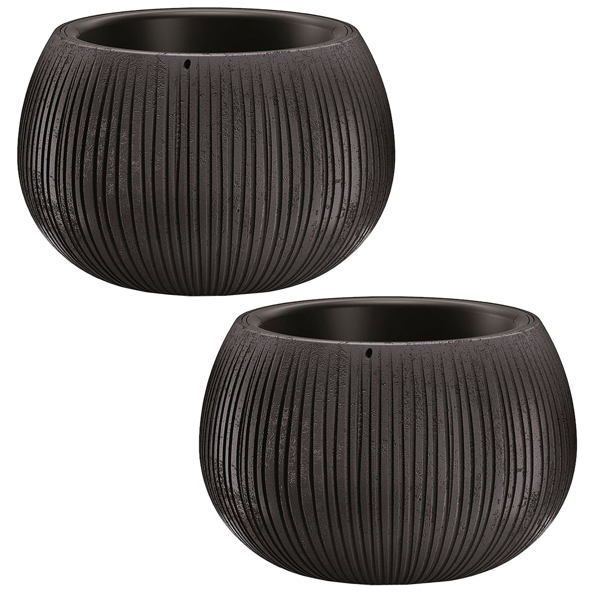 2 macetas plástico Beton Bowl cemento negro Ø14,4x11cm