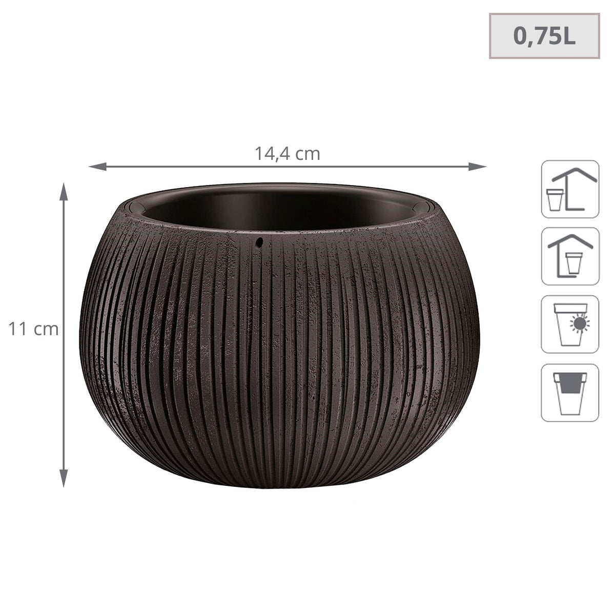 2 macetas plástico Beton Bowl cemento negro Ø14,4x11cm (2)
