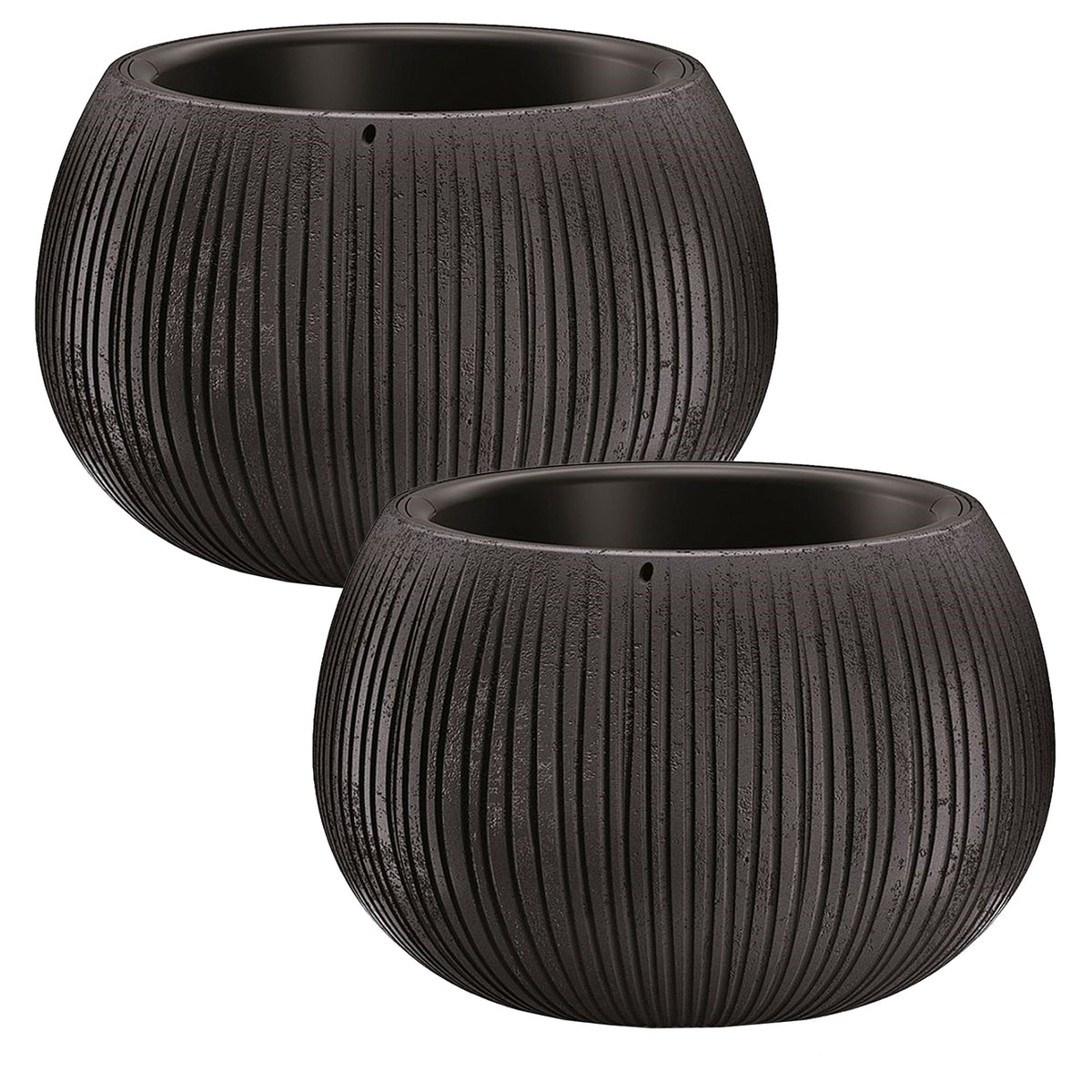2 macetas plástico Beton Bowl cemento negro Ø18x13,6cm
