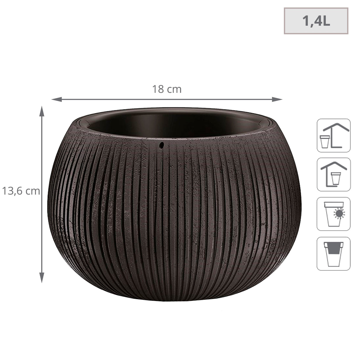 2 macetas plástico Beton Bowl cemento negro Ø18x13,6cm (2)