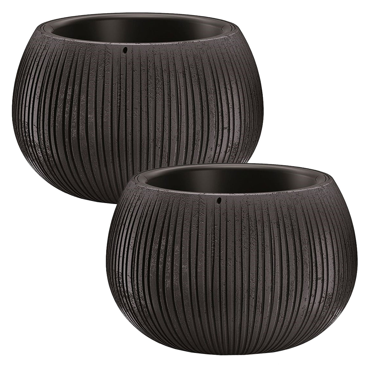 2 macetas plástico Beton Bowl cemento negro Ø23,8x16cm