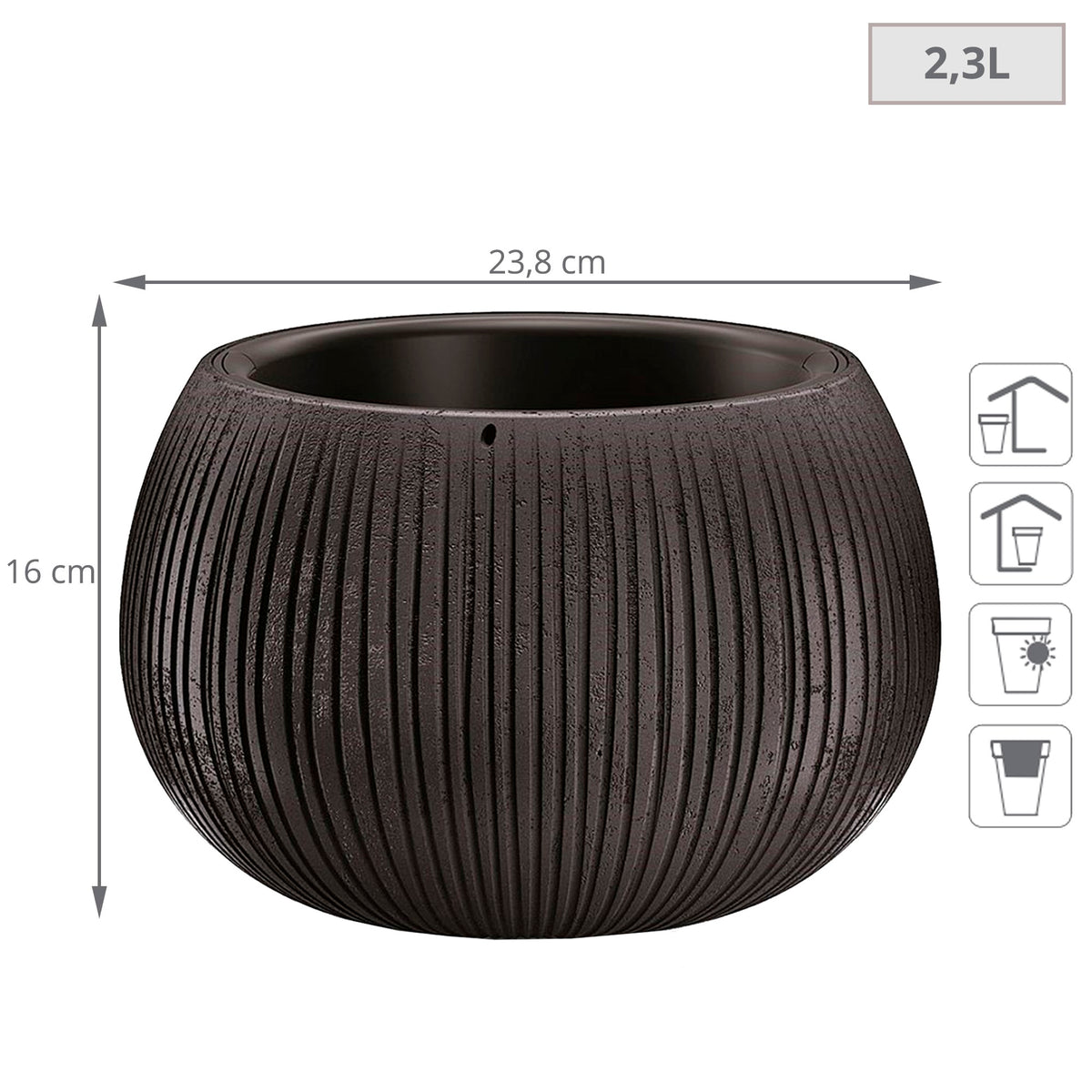 2 macetas plástico Beton Bowl cemento negro Ø23,8x16cm (2)