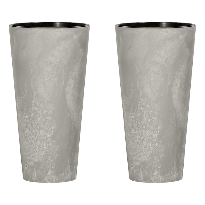 2 macetas Tubus Slim Effect cemento Ø15x28,6cm