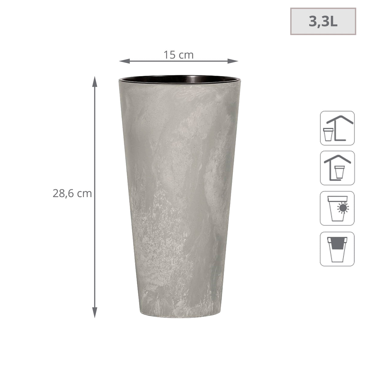 2 macetas Tubus Slim Effect cemento Ø15x28,6cm (2)