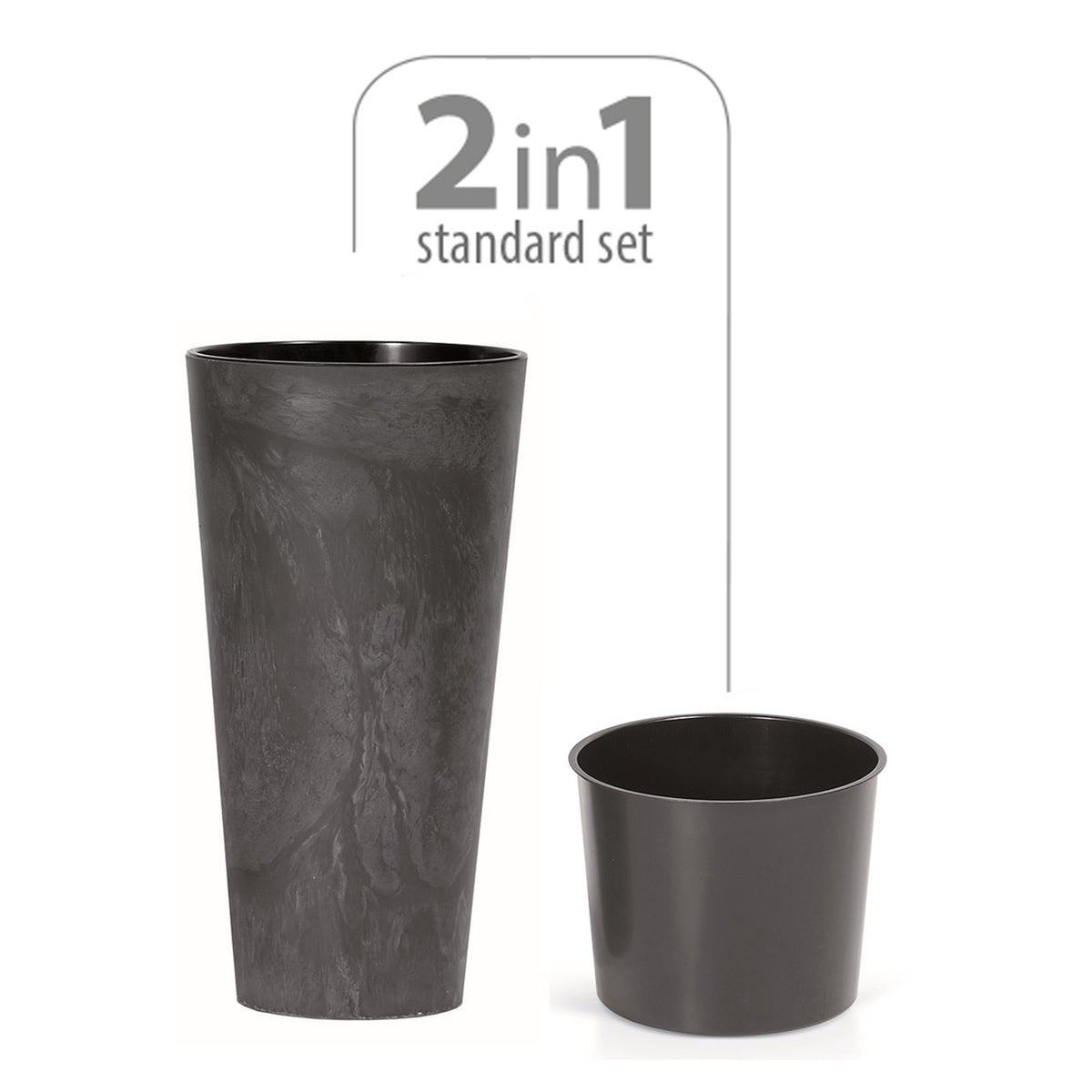 2 macetas Tubus Slim Effect antracita Ø20x38,1cm (5)