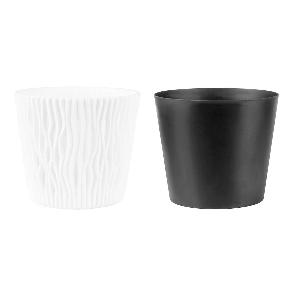 Pack 2 macetas redondas plástico Sandy Round blanco Ø12x11,1 cm (4)