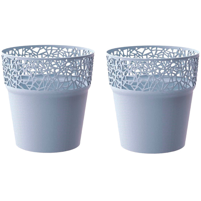 Pack 2 macetas plástico Tree gris hielo 14,5x14,5x14,8 cm