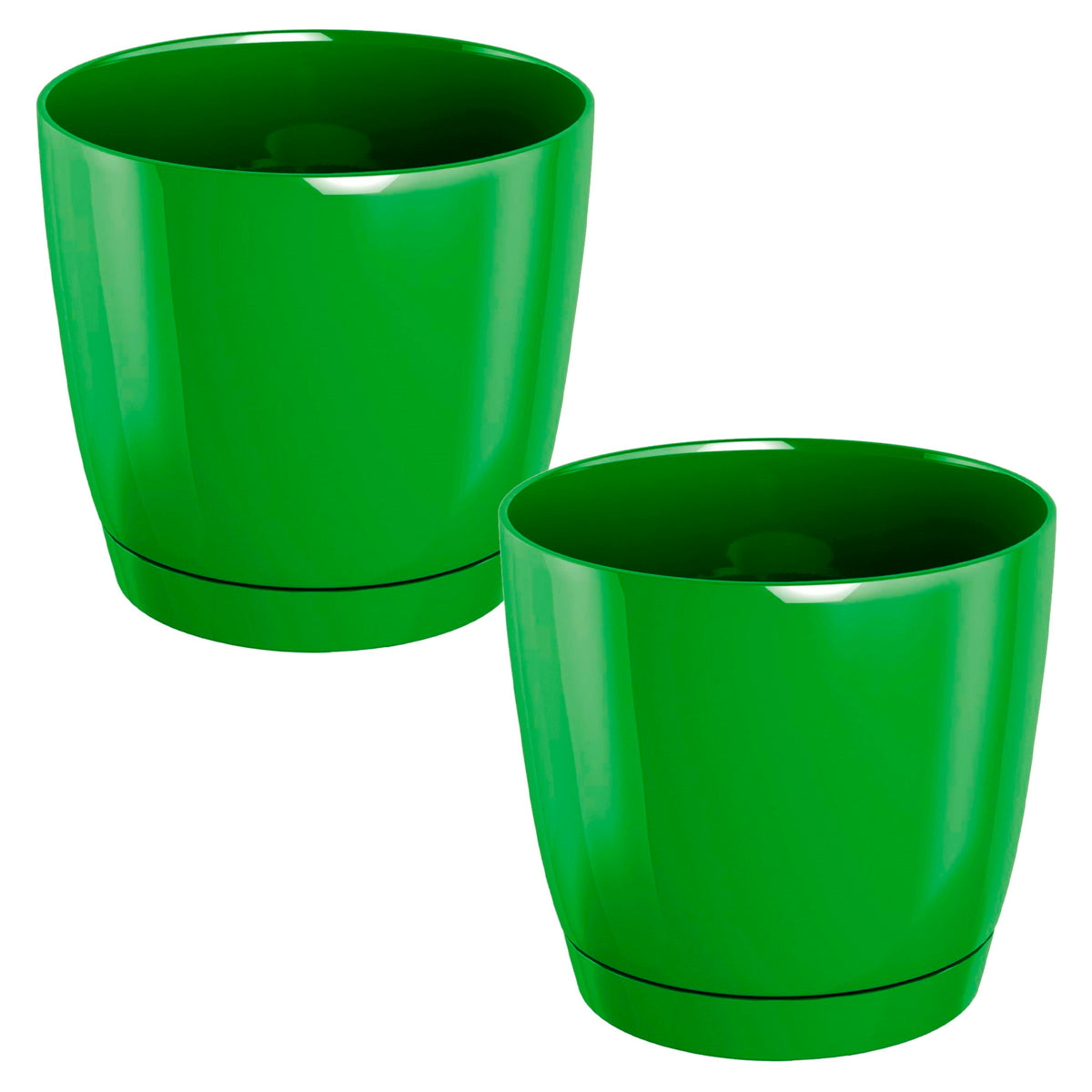 2 macetas redondas plástico Coubi verde oliva Ø12x11cm
