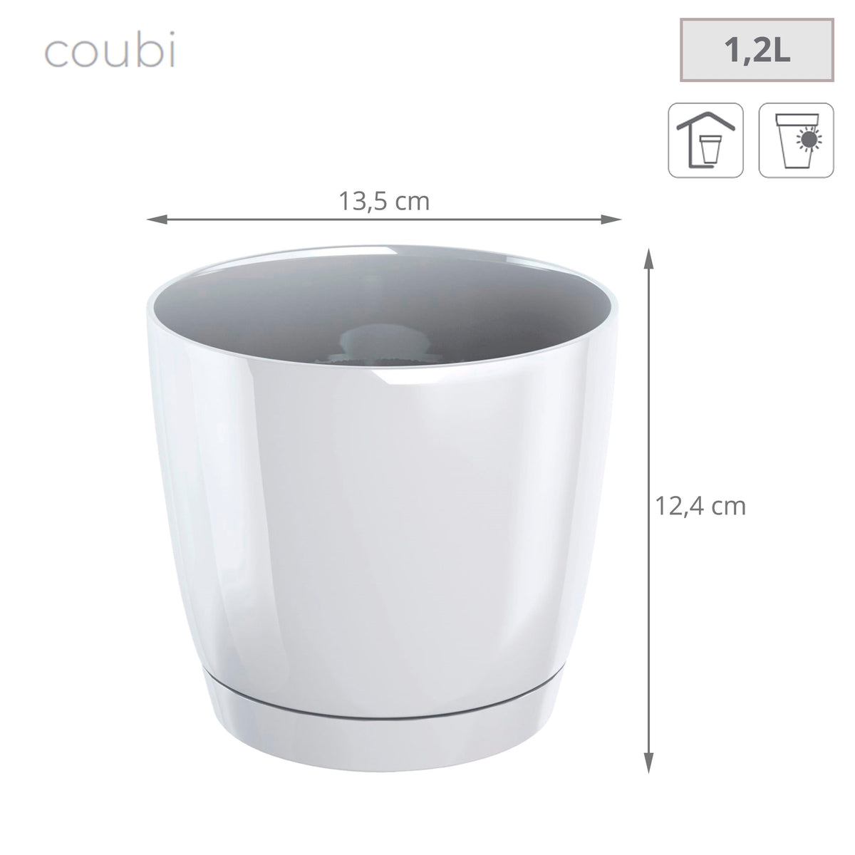 Pack 2 macetas redondas plástico Coubi Round blanco Ø13,5x12,4 cm (2)