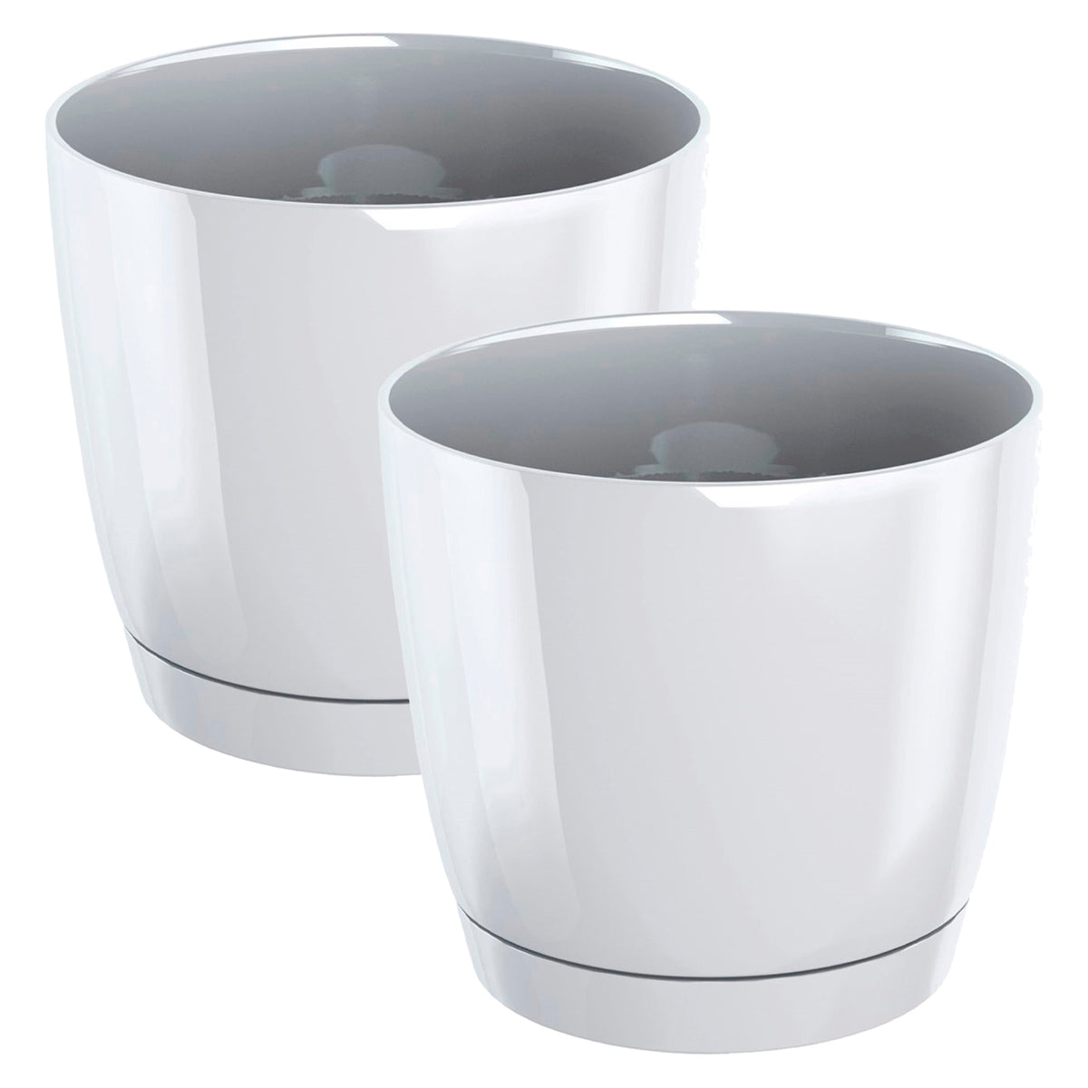 Pack 2 macetas redondas plástico Coubi Round blanco Ø18x16,5 cm