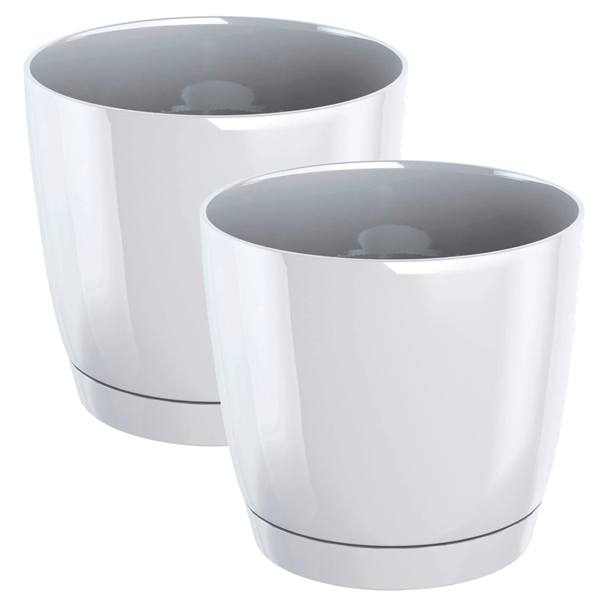 Pack 2 macetas redondas plástico Coubi Round blanco Ø24x22 cm