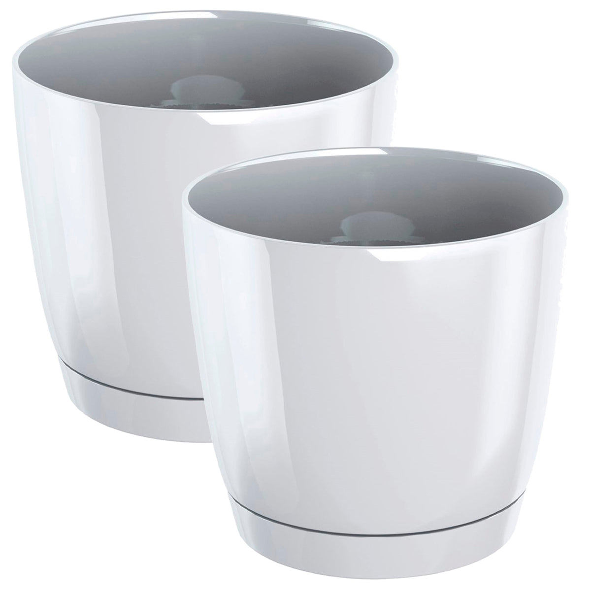Pack 2 macetas redondas plástico Coubi Round blanco Ø28x26,2 cm