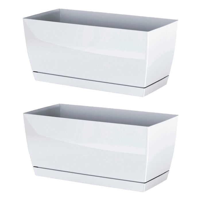 Pack 2 jardineras plástico Coubi Case blanco 24x12x11 cm