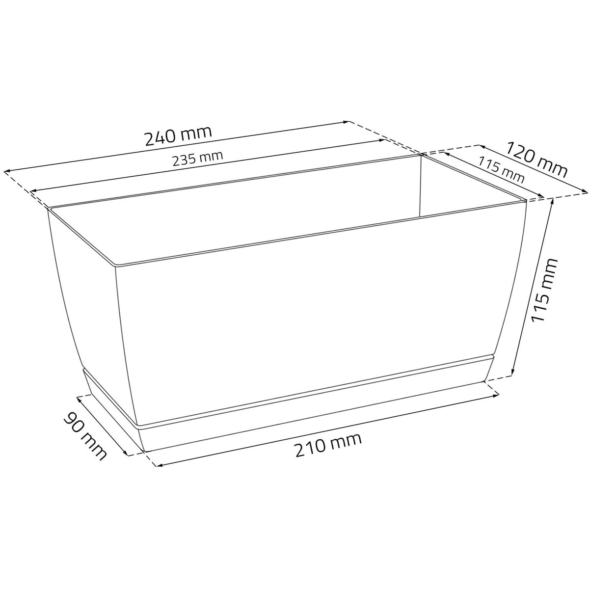 Pack 2 jardineras plástico Coubi Case blanco 24x12x11 cm (2)