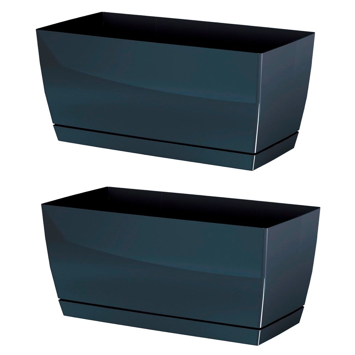 Pack 2 jardineras plástico Coubi Case grafito 29x14,2x13,6 cm