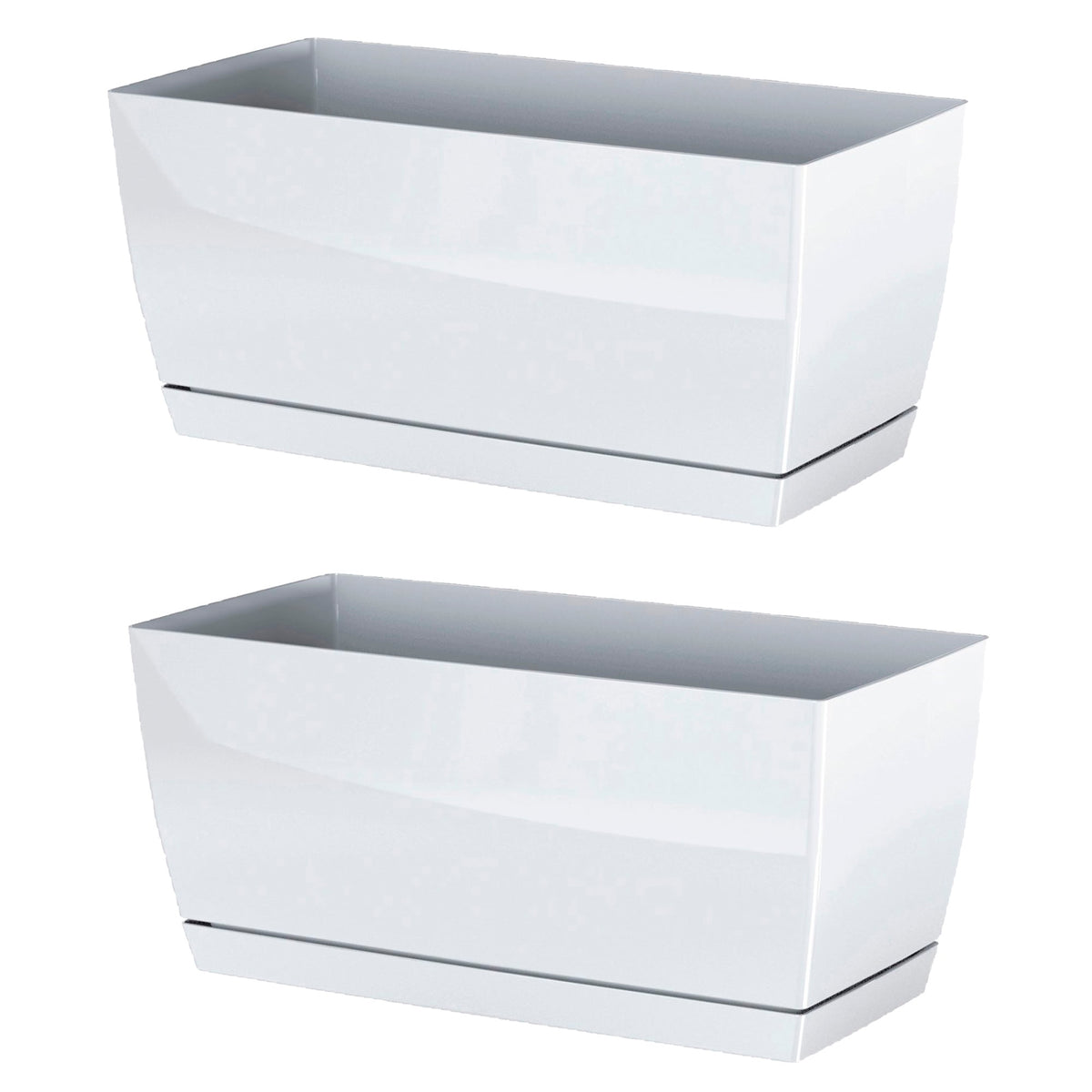 Pack 2 jardineras plástico Coubi Case blanco 29x14,2x13,6 cm