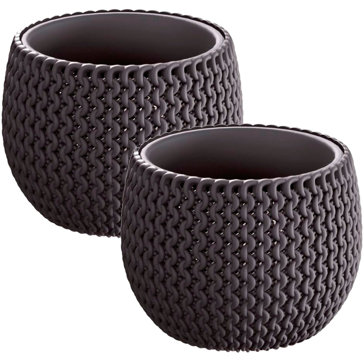 2 macetas redondas con depósito Splofy Bowl antracita