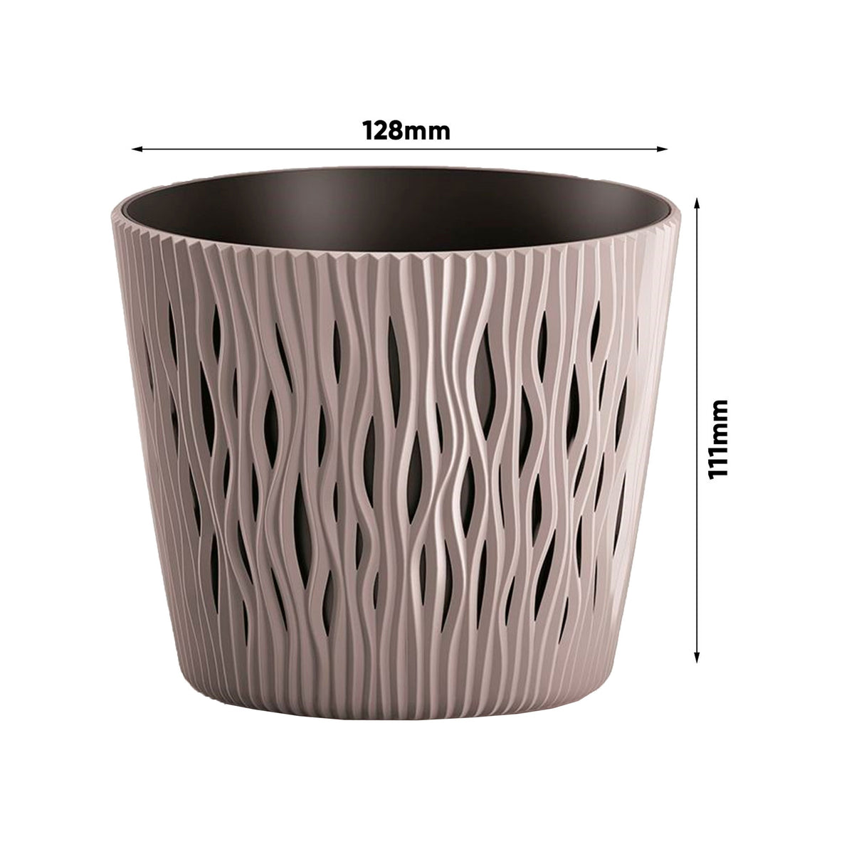Pack 3 macetas redondas plástico Sandy Round mocca Ø12x11,1 cm (2)
