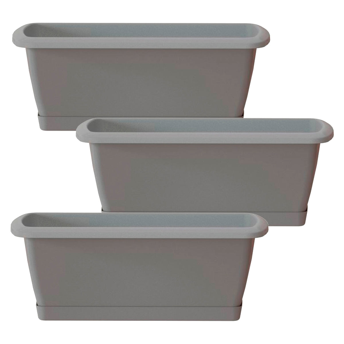 3 jardineras Respana con soporte gris piedra 49x18x14cm