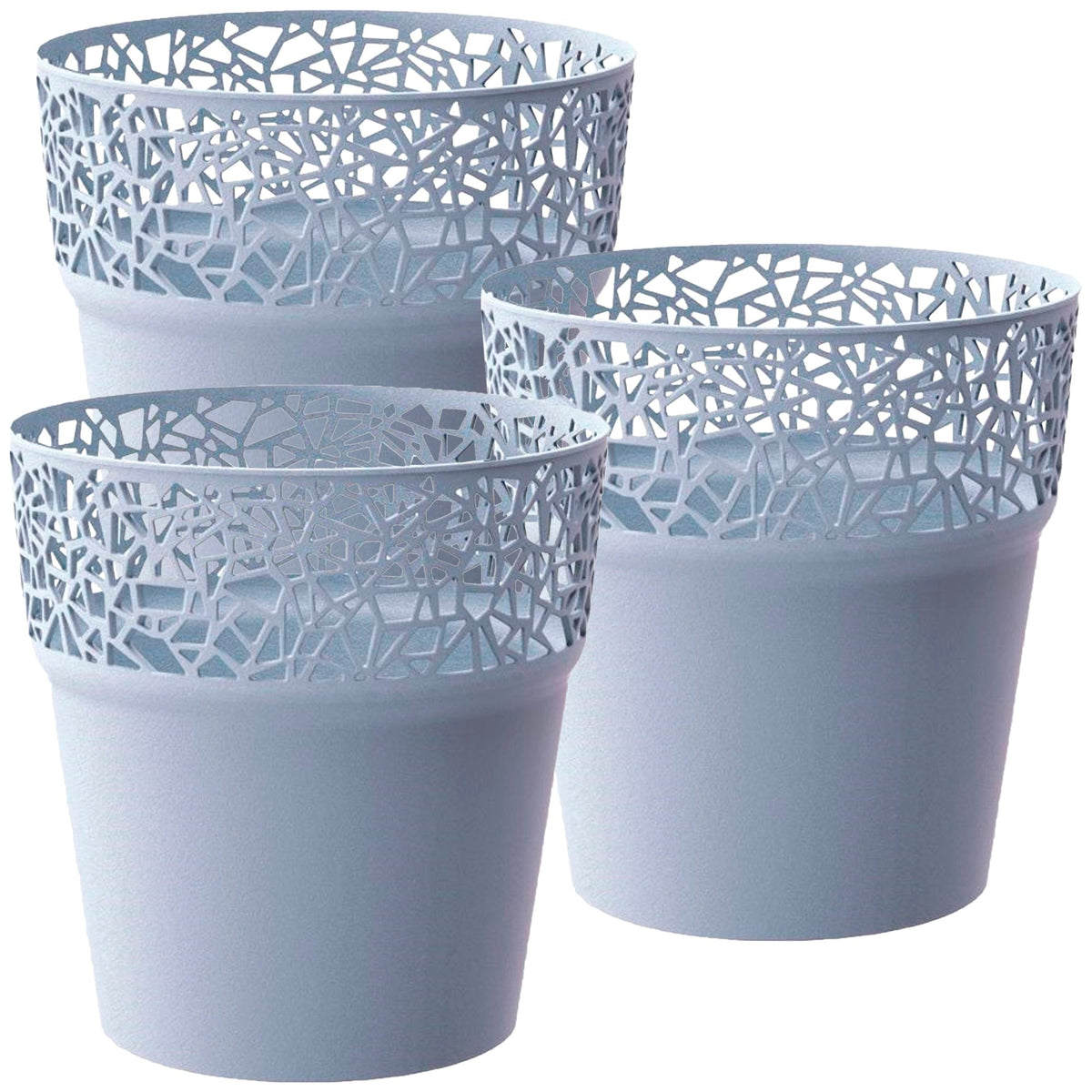 Pack 3 macetas plástico Tree gris hielo 14,5x14,5x14,8 cm