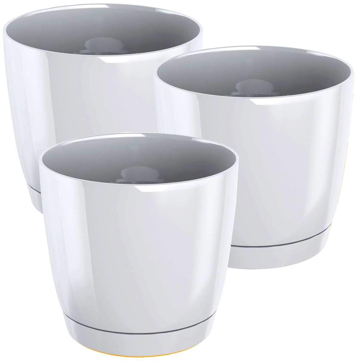 Pack 3 macetas redondas plástico Coubi Round blanco Ø13,5x12,4 cm