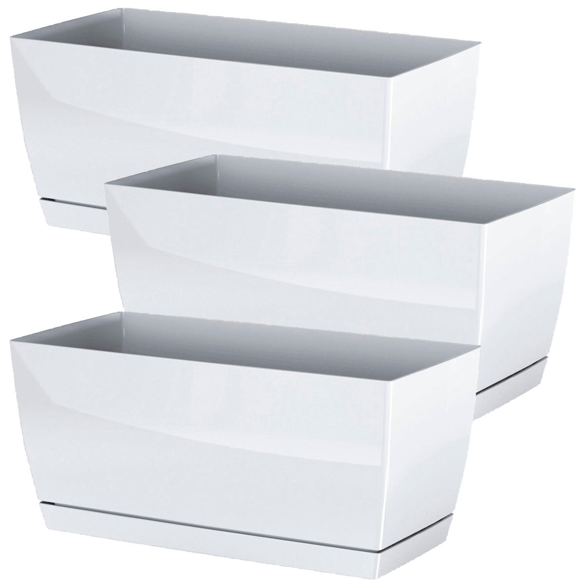 Pack 3 jardineras plástico Coubi Case blanco 24x12x11 cm