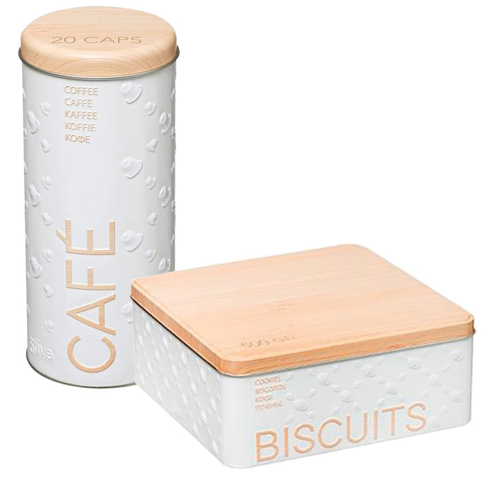 Botes almacenamiento cápsulas café y galletas negro pack 2 uds